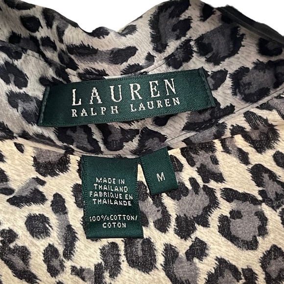 Lauren Ralph Lauren women’s long sleeve cotton blouse in leopard print - Picture 2 of 4